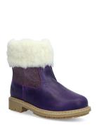 Timian Wool Top Boot Vinterstøvletter Pull On Purple Wheat