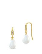 Ocean Earrings - Gold/White Øredobber Smykker White Julie Sandlau