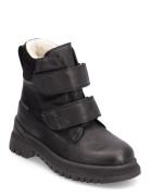 Boots - Flat - With Lace And Zip Vinterstøvletter Med Borrelås Black A...