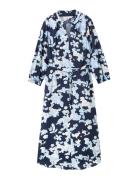 Printed Airblow Dress Knelang Kjole Navy Tom Tailor