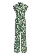 Printed Jumpsuit With Bow Dresses Shirt Dresses Green Mango