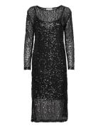 Mera Glitter Midi Dress Knelang Kjole Black Minus