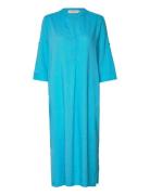 Crventa Caftan Dress Knelang Kjole Blue Cream