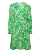 Slffiola Ls Aop Wrap Dress B Knelang Kjole Green Selected Femme