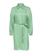 Slfirene-Tonia Ls Cupro Shirt Dress B Knelang Kjole Green Selected Fem...