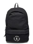 Logo-Embroidered Canvas Backpack Ryggsekk Veske Black Polo Ralph Laure...