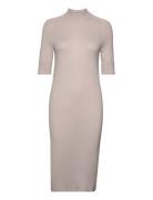 Extra Fine Wool 1/2 Sleeve Dress Knelang Kjole Beige Calvin Klein