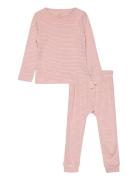 Striped Long Johns Set Incl. Box Pyjamas Sett Pink Copenhagen Colors