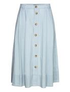 Button-Front Chambray Skirt Knelangt Skjørt Blue Polo Ralph Lauren