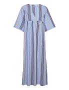 Sabine Poplin Stripe Dress Knelang Kjole Multi/patterned Wood Wood