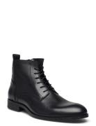 Biabyron Leather Lace Up Boot Støvletter Med Snøring Black Bianco