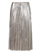 Metallic Pleated Skirt Langt Skjørt Silver Mango