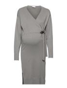Mlmia Tess L/S Knit Uk Dress 2F A. Knelang Kjole Grey Mamalicious