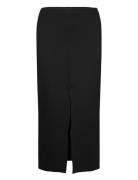 Midi-Skirt With Front Slit Knelangt Skjørt Black Mango