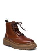Slack U Leather Shoe Støvletter Med Snøring Brown Sneaky Steve