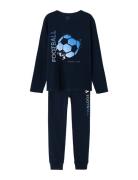 Nkmnightset Dark Sapphire Football Noos Pyjamas Sett Navy Name It