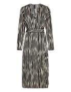 Striped Midi Dress Knelang Kjole Black Mango