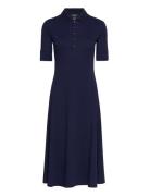 Cotton-Blend Polo Dress Knelang Kjole Navy Lauren Ralph Lauren