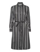 Rel Striped A-Line Shirt Dress Knelang Kjole Black GANT