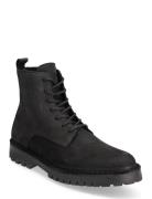 Slhricky Nubuck Lace-Up Boot B Støvletter Med Snøring Black Selected H...