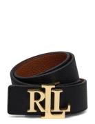Reversible Pebbled Leather Wide Belt Belte Black Lauren Ralph Lauren