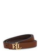 Logo Reversible Leather Skinny Belt Belte Brown Lauren Ralph Lauren