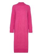 Slfrena Ls High Neck Knit Dress Camp Knelang Kjole Pink Selected Femme