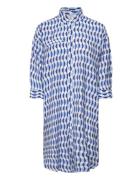 Mschmaretha Taila 3/4 Shirt Dress Aop Knelang Kjole Blue MSCH Copenhag...