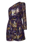 Printed Asymmetrical Dress Kort Kjole Purple Mango
