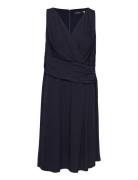 Str Matte Jersey-Dress Knelang Kjole Navy Lauren Women