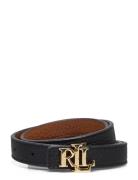 Logo Reversible Leather Skinny Belt Belte Black Lauren Ralph Lauren