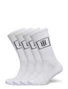Th Men Crew Sock 4P Monogram Locker Underwear Socks Regular Socks Whit...