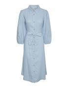 Yasflaxy 3/4 Linen Shirt Dress Noos Knelang Kjole Blue YAS