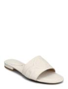 Alegra Iii Nappa Leather Slide Sandal Flate Sandaler White Lauren Ralp...
