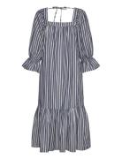 Striped Midi Dress Knelang Kjole Blue Stella Nova