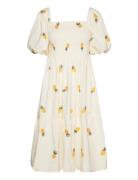 Cheri Fruit Dress Knelang Kjole Yellow A-View