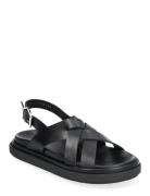 Trunca Tan Leather Sandals Flate Sandaler Black ALOHAS