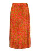 Onlalma Life Poly Plisse Skirt Aop Ptm Knelangt Skjørt Orange ONLY