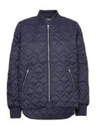 Quilted Jacket With Rib Knit Collar Vattert Jakke Navy Esprit Collecti...