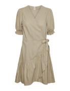 Yasflaxy Ss Wrap Dress Noos Kort Kjole Beige YAS