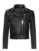 Faux-Leather Biker Jacket Skinnjakke Skinnjakke Black Mango