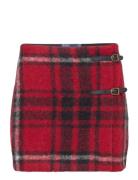Plaid Leather-Trim Wrap Skirt Kort Skjørt Red Polo Ralph Lauren