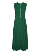 Long Midi Length Zipped Dress Knelang Kjole Green IVY OAK