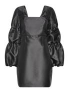 Georgia Double Pouf Sleeve Mini Dress Kort Kjole Black Malina
