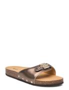 Sl Pescura Margot Leather Flate Sandaler Brown Scholl