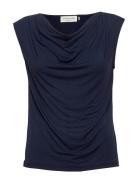 Viscose T-Shirt Tops T-shirts & Tops Sleeveless Navy Rosemunde