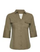 Cortniapw Sh Tops Shirts Short-sleeved Khaki Green Part Two