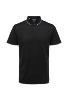 Slhleroy Ss Polo Noos Tops Polos Short-sleeved Black Selected Homme