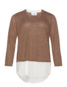 Fprexan Pu 1 Tops Knitwear Jumpers Brown Fransa Curve