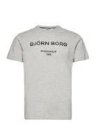 Borg Logo T-Shirt Sport T-shirts Short-sleeved Grey Björn Borg